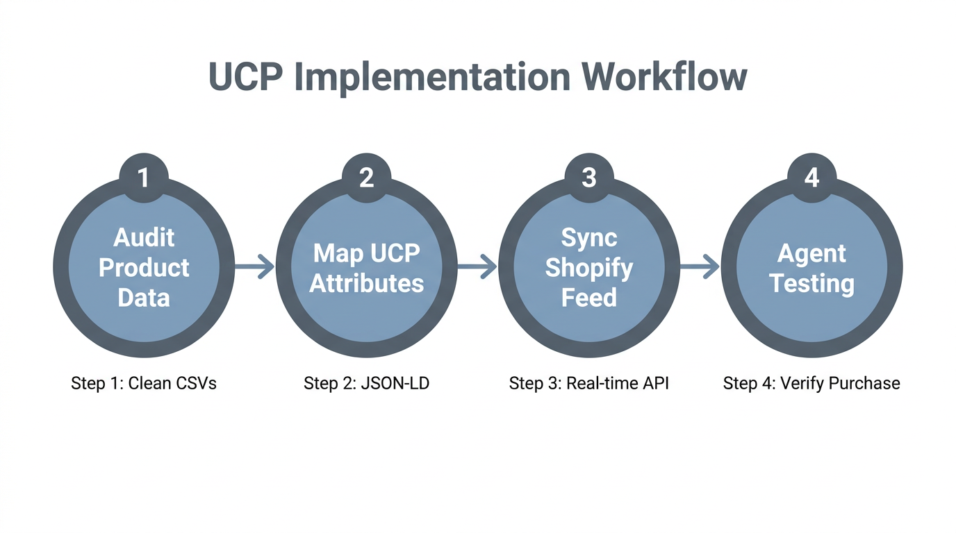 Step-by-step roadmap for implementing UCP on a Shopify store.