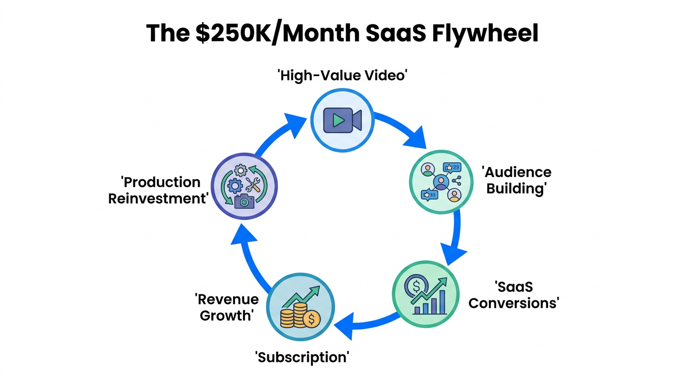 The continuous growth loop for a YouTube-driven SaaS business.