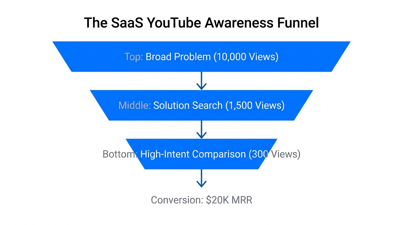 The multi-stage awareness funnel used to drive high-intent SaaS conversions.