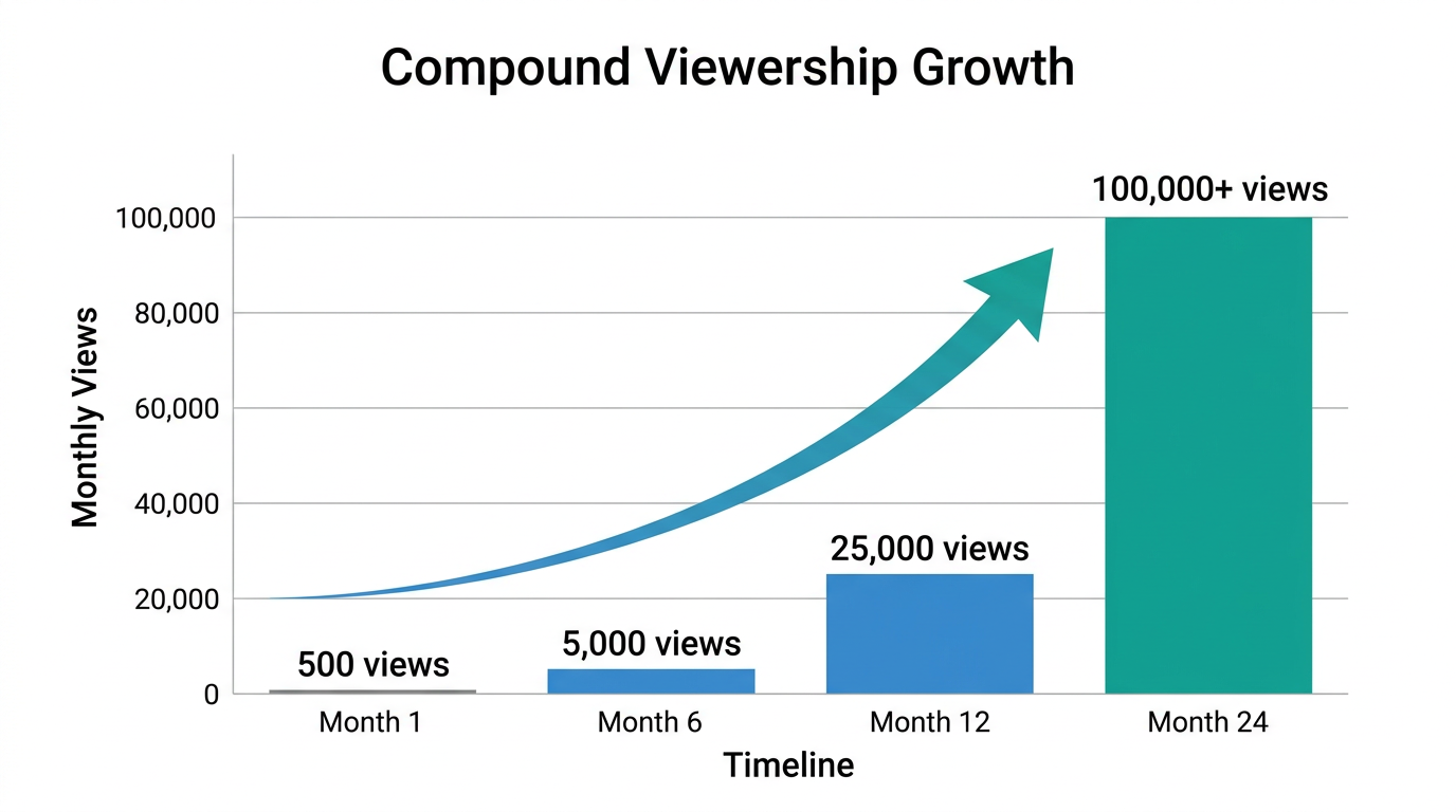 Projected viewer growth compounding over a 24-month period.