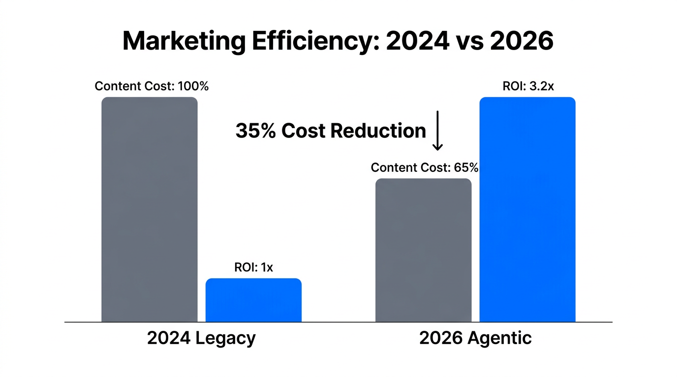 Comparison of marketing costs and ROI between 2024 and 2026.