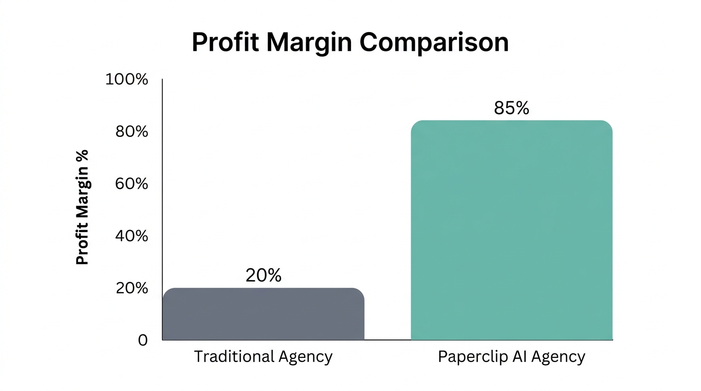 Comparison of profit margins between human-led and AI-driven agencies.