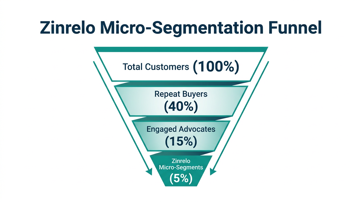 The Zinrelo micro-segmentation funnel for identifying high-value advocates.